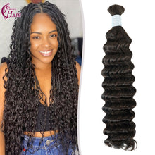FH 1 bundle 100% Human Hair Boho Braiding Hair Bulk - Deep Wave #2 Dark Brown Braiding Hair Extensions.