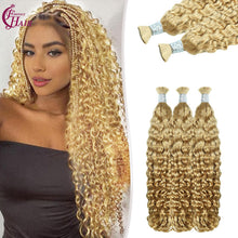 FH hair bundle no weft 100% Italian CURLY Human Hair Boho Braiding Bulk - #27 Platinum Blonde Deep Wave Tangle Free