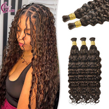 FH hair bundle no weft Italian curly Human Hair Braiding Bulk #4 Chocolate Brown Deep Wave For Goddess Braids & Wigs