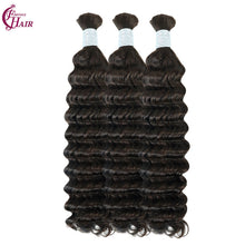 FH 1 bundle 100% Human Hair Boho Braiding Hair Bulk - Deep Wave #2 Dark Brown Braiding Hair Extensions.