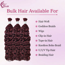 FH hair bundle no weft Italian Curly Braiding Hair Bulk #99J Burgundy 100% Human Hair for Knotless Boho Braids