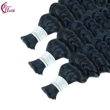 Fantasy Hair Boho Braiding Hair Bulk  1 bundle- 100g Deep Wave #1 Jet Black 100% Human Hair for Braiding,12-24inches.
