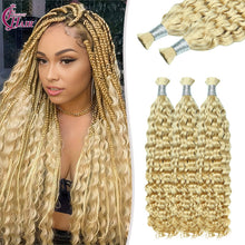 FH hair bundle no weft #613 Platinum Blonde Italian curly Human Hair Braiding Bulk - Curly Wave for Styling