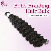 FH 1 bundle 100% Human Hair Boho Braiding Hair Bulk - Deep Wave #2 Dark Brown Braiding Hair Extensions.