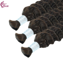 FH 1 bundle 100% Human Hair Boho Braiding Hair Bulk - Deep Wave #2 Dark Brown Braiding Hair Extensions.