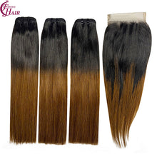 FH 3 Bundles with Closure 10A  Virgin Human Hair Weft Bundles with 4x4 Closure