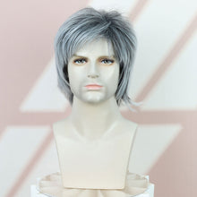 FH Grey Short Bob Wig Synthetic Layered Silver Gray Wigs with Wavy - 10