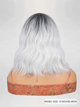 FH P14350 Rose Net Cosplay Bob Wig,Grey White Wavy Synthetic Hair Wig with Bangs