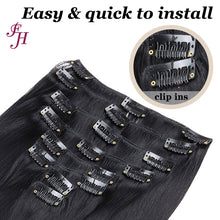 Load image into Gallery viewer, FH jet black #1 human hair clip in hair extension
