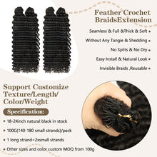 FH 100g/Pack Deep Wave Crochet Human Hair Extension Knotless Feather Human Hair