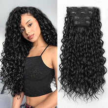 FH Natural Black Hair Extension Clips 16-22 Inch Long Invisible Straight/Deep wave/Deep curly/Water wave/Kinky curly/Kinky straight Thick Human Clip in Extensions Ins 8PCS Easy Installation Fake Soft Hairpieces for Women Weddings Party Daily