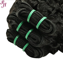 FH  Natural Black Burmese Curly Human Hair Bundles Weave Hair-1 Piece