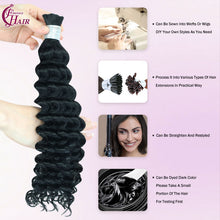 Fantasy Hair Boho Braiding Hair Bulk  1 bundle- 100g Deep Wave #1 Jet Black 100% Human Hair for Braiding,12-24inches.