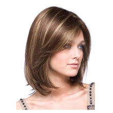 Phocas 10inch Short Brown Wigs for Women Bob Wig with Bangs Highlight Blonde Short Wigs