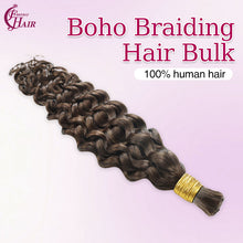 FH hair bundle no weft Italian curly Human Hair Braiding Bulk #4 Chocolate Brown Deep Wave For Goddess Braids & Wigs