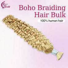 FH hair bundle no weft 100% Italian CURLY Human Hair Boho Braiding Bulk - #27 Platinum Blonde Deep Wave Tangle Free