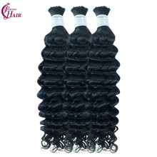 Fantasy Hair Boho Braiding Hair Bulk  1 bundle- 100g Deep Wave #1 Jet Black 100% Human Hair for Braiding,12-24inches.