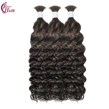FH 1 bundle Italian curly Deep Wave Braiding Hair Bulk #2 Dark Brown 100% Human Hair For Boho Braids