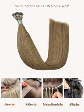 FH 100% human hair extensions hand-tied weft extension 100g/pack colors #8,#33,#T4/40,#T6/41