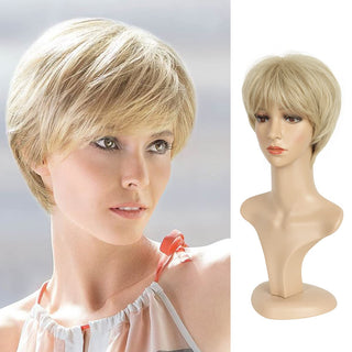 no48 yms✨2PCS 50% OFF✨ P13329 Short Blonde Wig, Pixie Cut Wigs for White Women with Bangs Pixie Layered Short Hair Wigs for Women Synthetic Hair Daily Use Cosplay