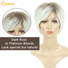 yms✨2PCS 50% OFF✨P13343 Short Blonde Wigs with Bangs Pixie Layered Short Pixie Cut Wigs for White Women Synthetic Hair