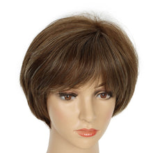 Load image into Gallery viewer, no49 yms✨2PCS 50% OFF✨P13888 Short Hair Wigs for Women Brown Pixie Bob Wig Pixie Cut Wig for Women Synthetic Hair Wigs with Bangs Daily or Cosplay (Dark Brown Highlingt Blonde)