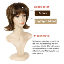 yms✨2PCS 50% OFF✨P13957 Brown Wigs for White Women Pixie Cut Shaggy Layered Fluffy Short Brown Wig 80s Mullet Rocker Wigs for Women Men Synthetic Hair Wig with Bangs