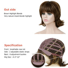 yms✨2PCS 50% OFF✨P13957 Brown Wigs for White Women Pixie Cut Shaggy Layered Fluffy Short Brown Wig 80s Mullet Rocker Wigs for Women Men Synthetic Hair Wig with Bangs