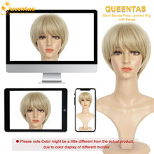 no48 yms✨2PCS 50% OFF✨ P13329 Short Blonde Wig, Pixie Cut Wigs for White Women with Bangs Pixie Layered Short Hair Wigs for Women Synthetic Hair Daily Use Cosplay