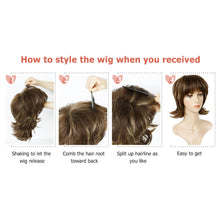yms✨2PCS 50% OFF✨P13957 Brown Wigs for White Women Pixie Cut Shaggy Layered Fluffy Short Brown Wig 80s Mullet Rocker Wigs for Women Men Synthetic Hair Wig with Bangs