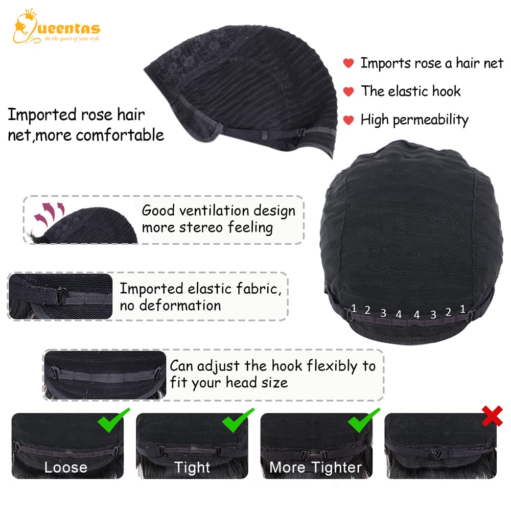 yms✨2PCS 50% OFF✨ Q10269 Short Pixie Cut Wigs for Black Women Human Hair None Lace Layered Black Short hair Pixie Cut Wig with Bangs Natural Black