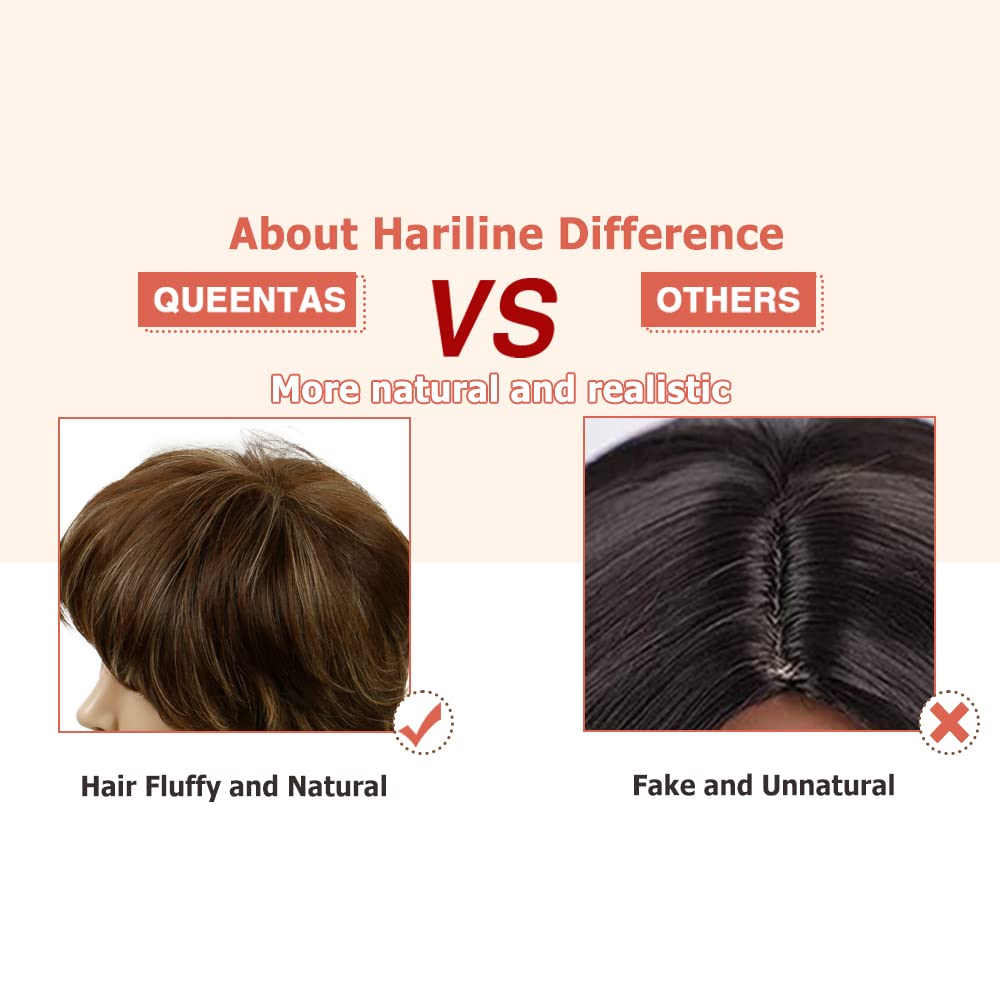 yms✨2PCS 50% OFF✨P13957 Brown Wigs for White Women Pixie Cut Shaggy Layered Fluffy Short Brown Wig 80s Mullet Rocker Wigs for Women Men Synthetic Hair Wig with Bangs