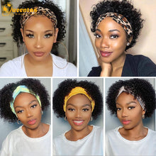 yms✨2PCS 50% OFF✨ Q14830 Short Deep Curly Headband Afro Wig Human Hair Wigs for Black Women 150% Density Glueless None Lace Front Wig