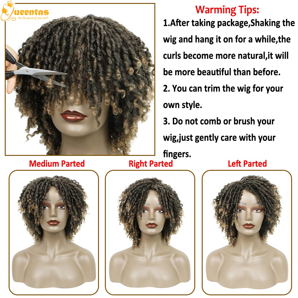 yms✨2PCS 50% OFF✨ P13557 Dreadlock Wig for Black Women and Men Short Braided Wigs Faux Locs Twist Braiding Afro Curly Synthetic Wigs