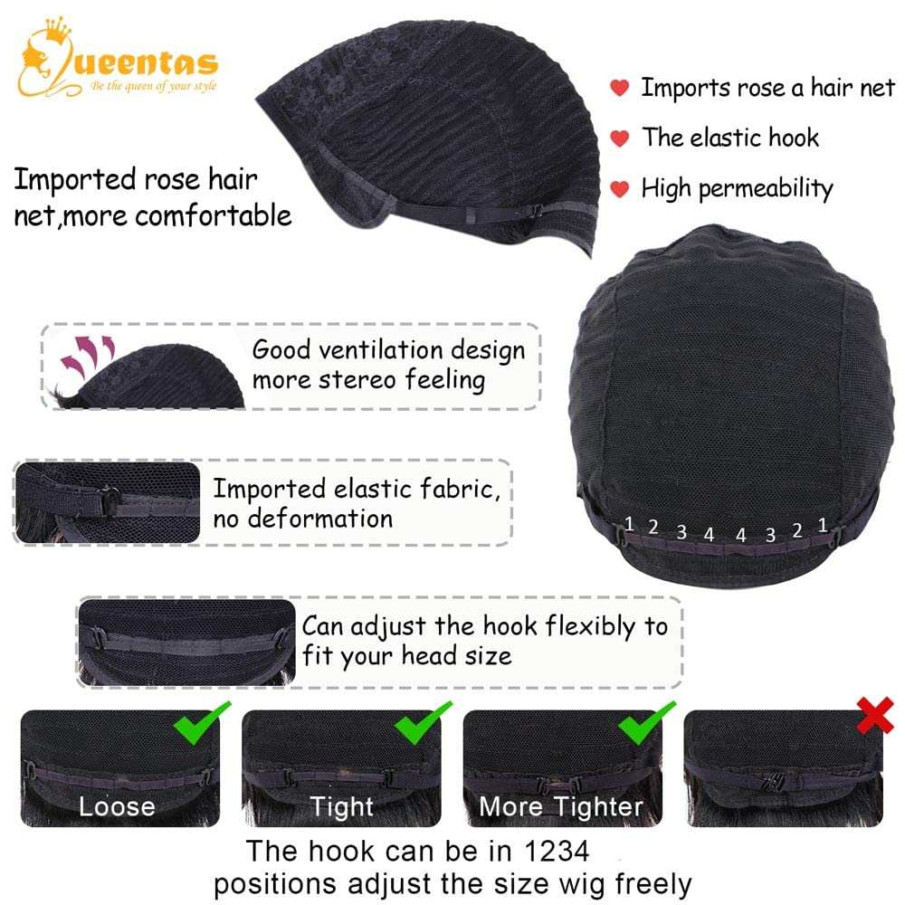 no47 yms✨2PCS 50% OFF✨P13330 Dark Brown Pixie Wigs for Women Short Hair with Bangs Pixie Cut Bob Layered Straight Heat Resistant Synthetic Full Wigs for Black White Women
