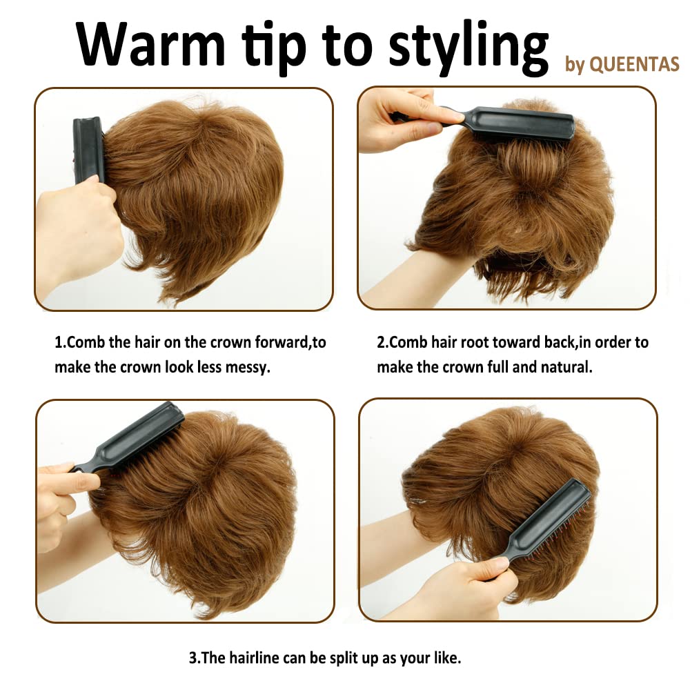 yms✨2PCS 50% OFF✨P13548 Pixie Layered Short Chestnut Brown Wig Natural Curl Synthetic Hair Wigs for Women