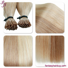 FH blonde color #18K keratin i tip straight human hair extension