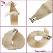 FH blonde color #18K keratin i tip straight human hair extension