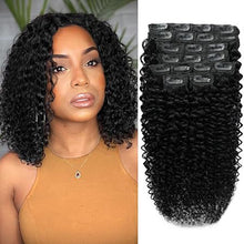 FH Natural Black Hair Extension Clips 16-22 Inch Long Invisible Straight/Deep wave/Deep curly/Water wave/Kinky curly/Kinky straight Thick Human Clip in Extensions Ins 8PCS Easy Installation Fake Soft Hairpieces for Women Weddings Party Daily