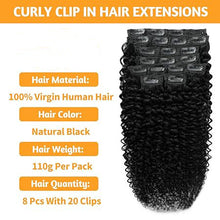 FH Natural Black Hair Extension Clips 16-22 Inch Long Invisible Straight/Deep wave/Deep curly/Water wave/Kinky curly/Kinky straight Thick Human Clip in Extensions Ins 8PCS Easy Installation Fake Soft Hairpieces for Women Weddings Party Daily