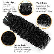 FH Natural Black Hair Extension Clips 16-22 Inch Long Invisible Straight/Deep wave/Deep curly/Water wave/Kinky curly/Kinky straight Thick Human Clip in Extensions Ins 8PCS Easy Installation Fake Soft Hairpieces for Women Weddings Party Daily
