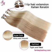 Load image into Gallery viewer, FH blonde color #18K keratin i tip straight human hair extension