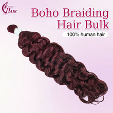 FH hair bundle no weft Italian Curly Braiding Hair Bulk #99J Burgundy 100% Human Hair for Knotless Boho Braids