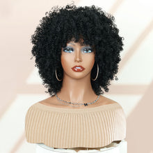 Short Curly Afro Wigs Afro Kinky Curly Wig Full and Fluffy Synthetic Hair wig (Black)P14658