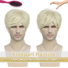 Lakihair Mens Wig Short Blonde Wigs for Men Realistic Short Wigs with Bangs