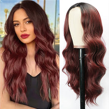 Lakihair 26inch Long Red Wigs for Women Natural Curly Wig Body Wave Wig