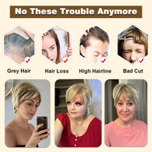 PHOCAS Short Blonde Wigs for Women Highlight Layered Pixie Cut Wig with Bangs