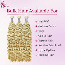 FH hair bundle no weft #613 Platinum Blonde Italian curly Human Hair Braiding Bulk - Curly Wave for Styling