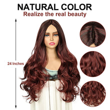 Lakihair 26inch Long Red Wigs for Women Natural Curly Wig Body Wave Wig