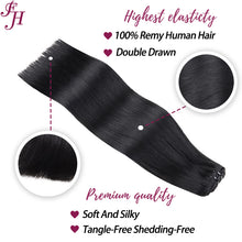 Load image into Gallery viewer, FH jet black #1 human hair clip in hair extension